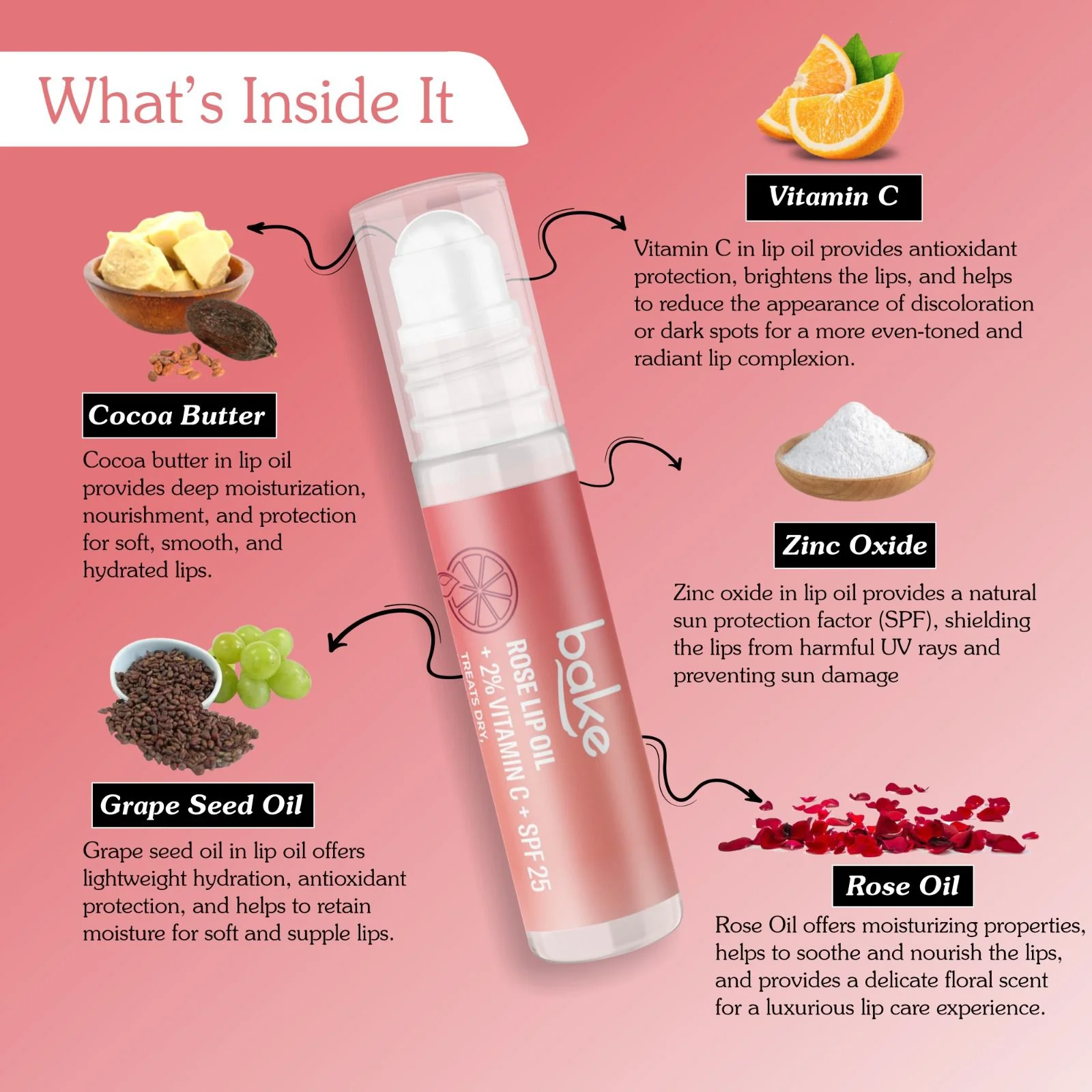 2% Vitamin C Rose Tinted Lip Oil SPF 25 PA+++ - Image 4