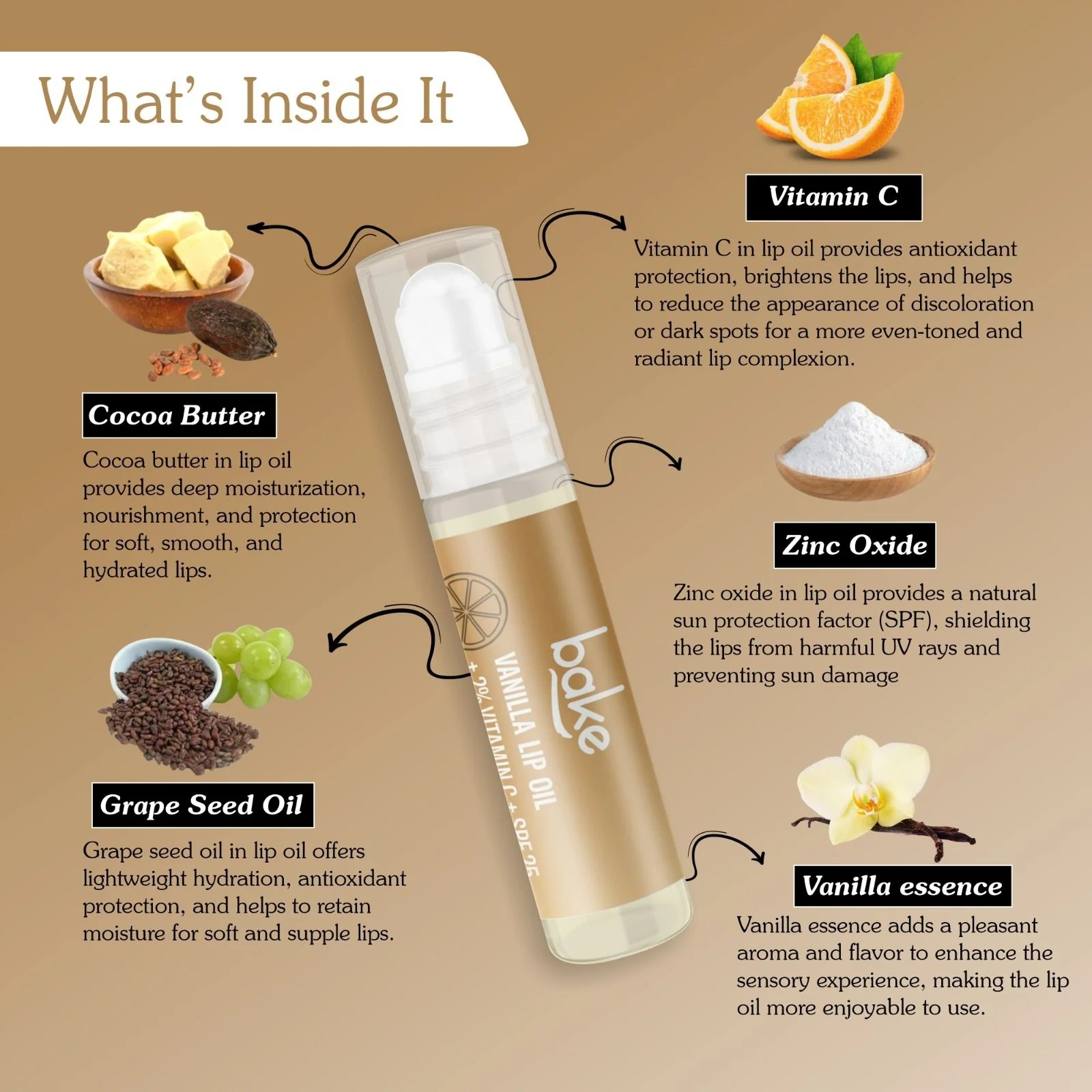 2% Vitamin C Vanilla Lip Oil  SPF 25 PA+++ - Image 4