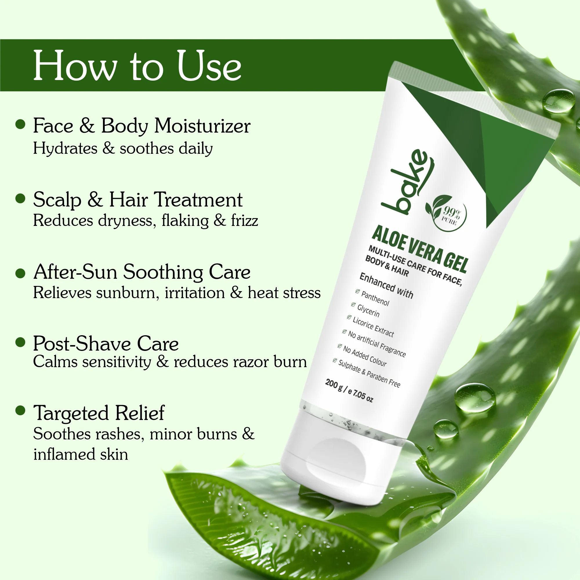 99% Pure Multi-Use Aloe Vera Gel for Face, Body & Hair - Image 3