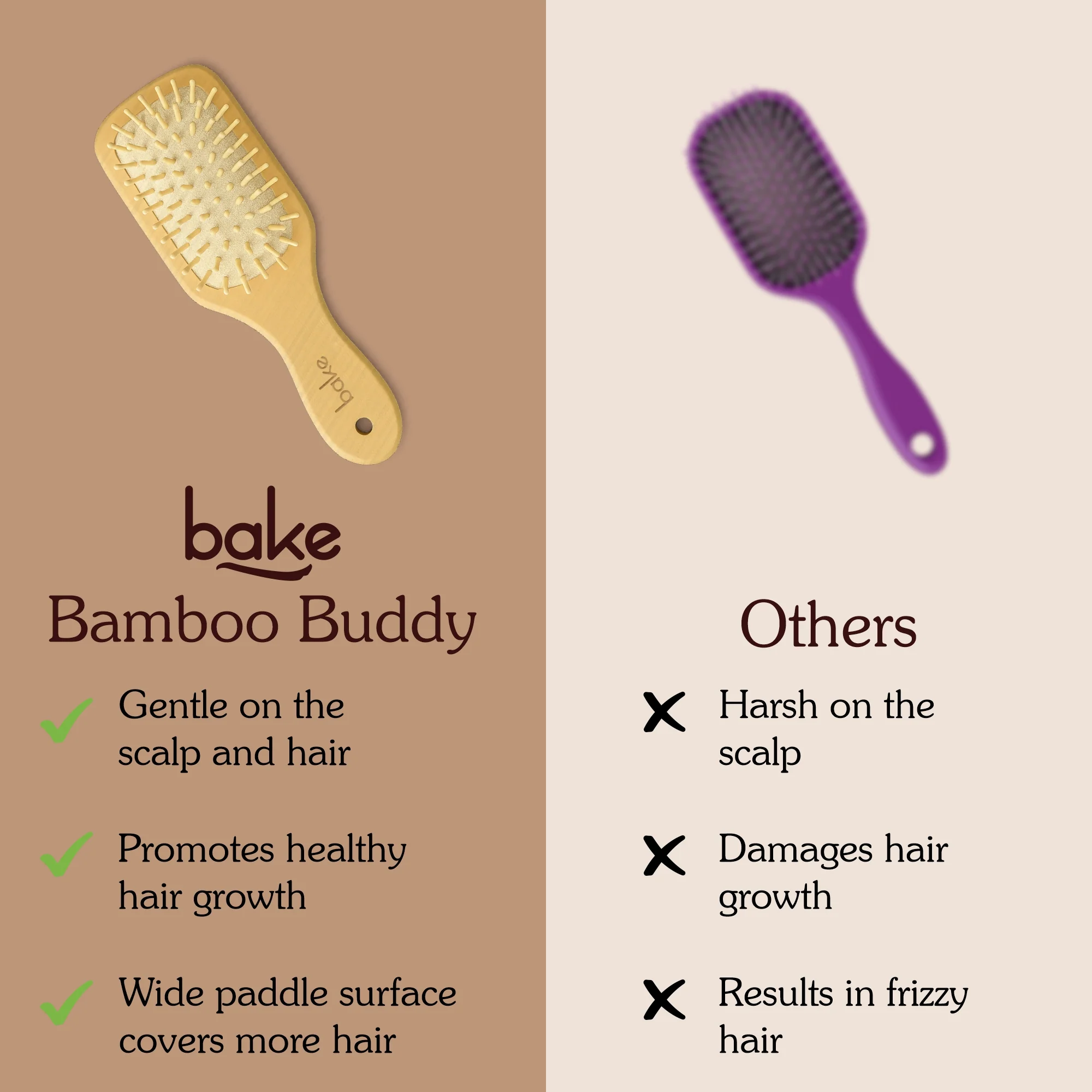 Bamboo Buddy Wooden Hair Brush For Promotes Hair Growth-1Pc - Image 3