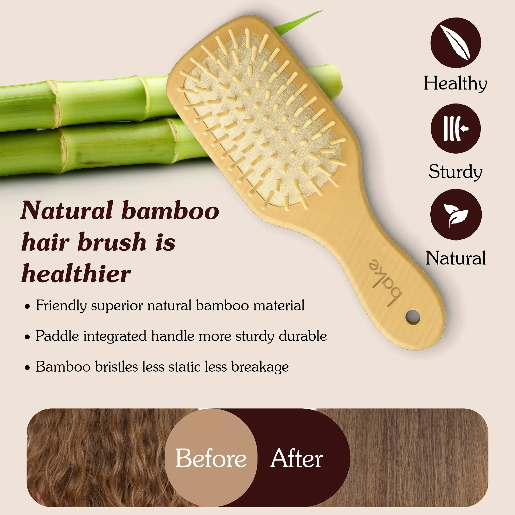 Bamboo Buddy Wooden Hair Brush For Promotes Hair Growth-1Pc - Image 8