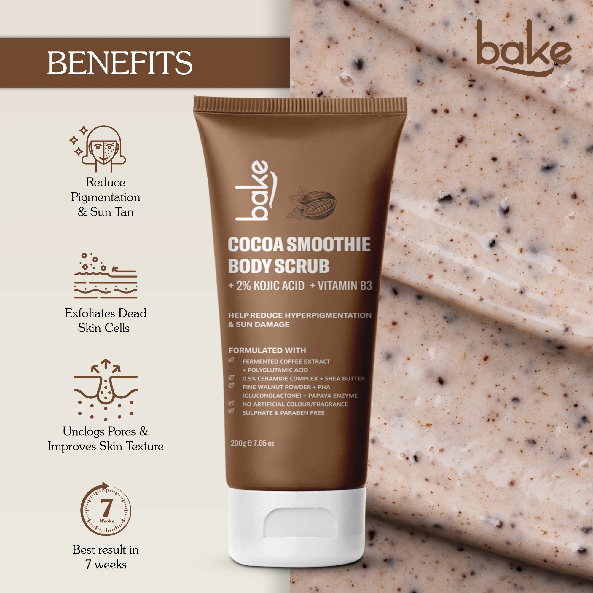 2% Kojic Acid Cocoa Smoothie Body Scrub - Image 3