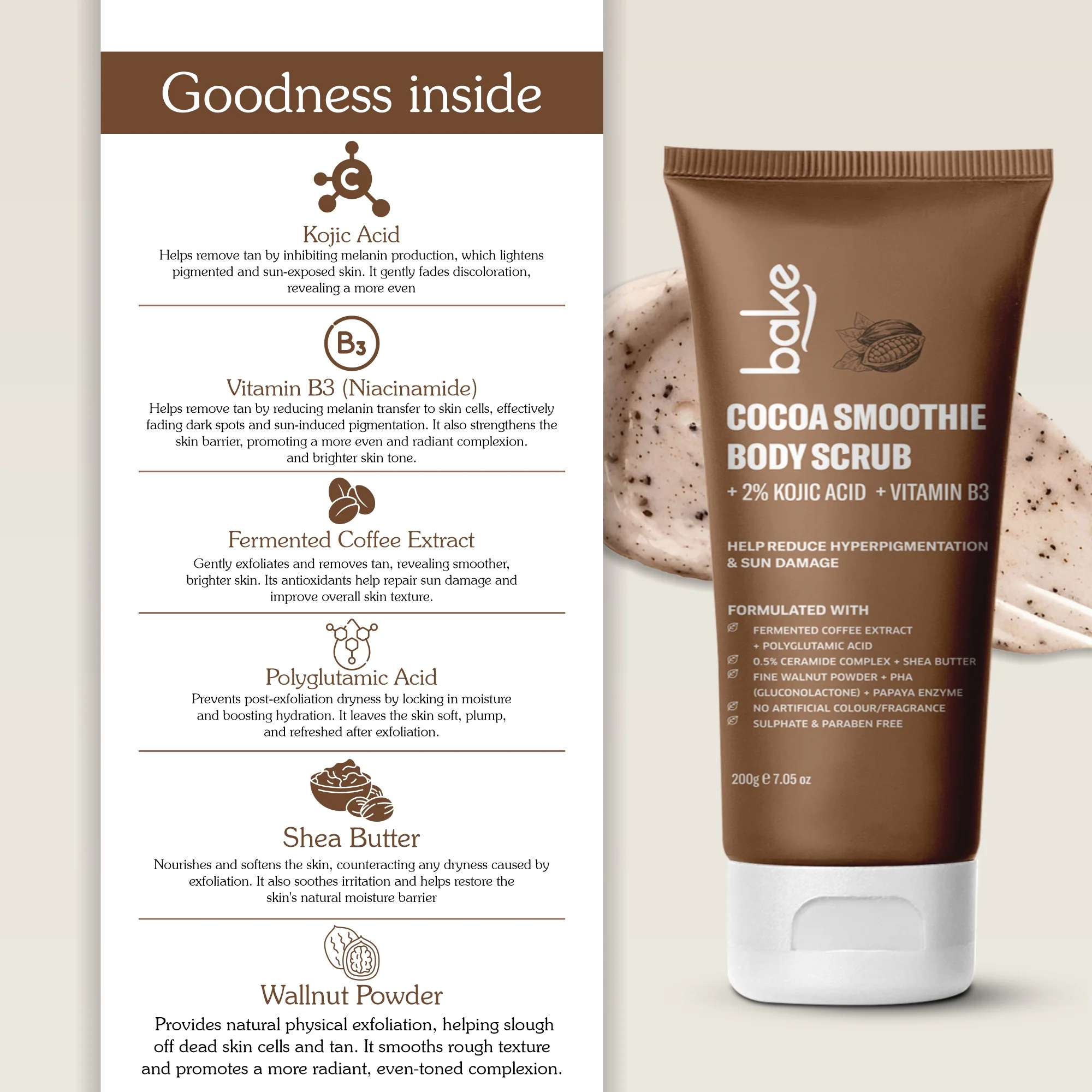 2% Kojic Acid Cocoa Smoothie Body Scrub - Image 4