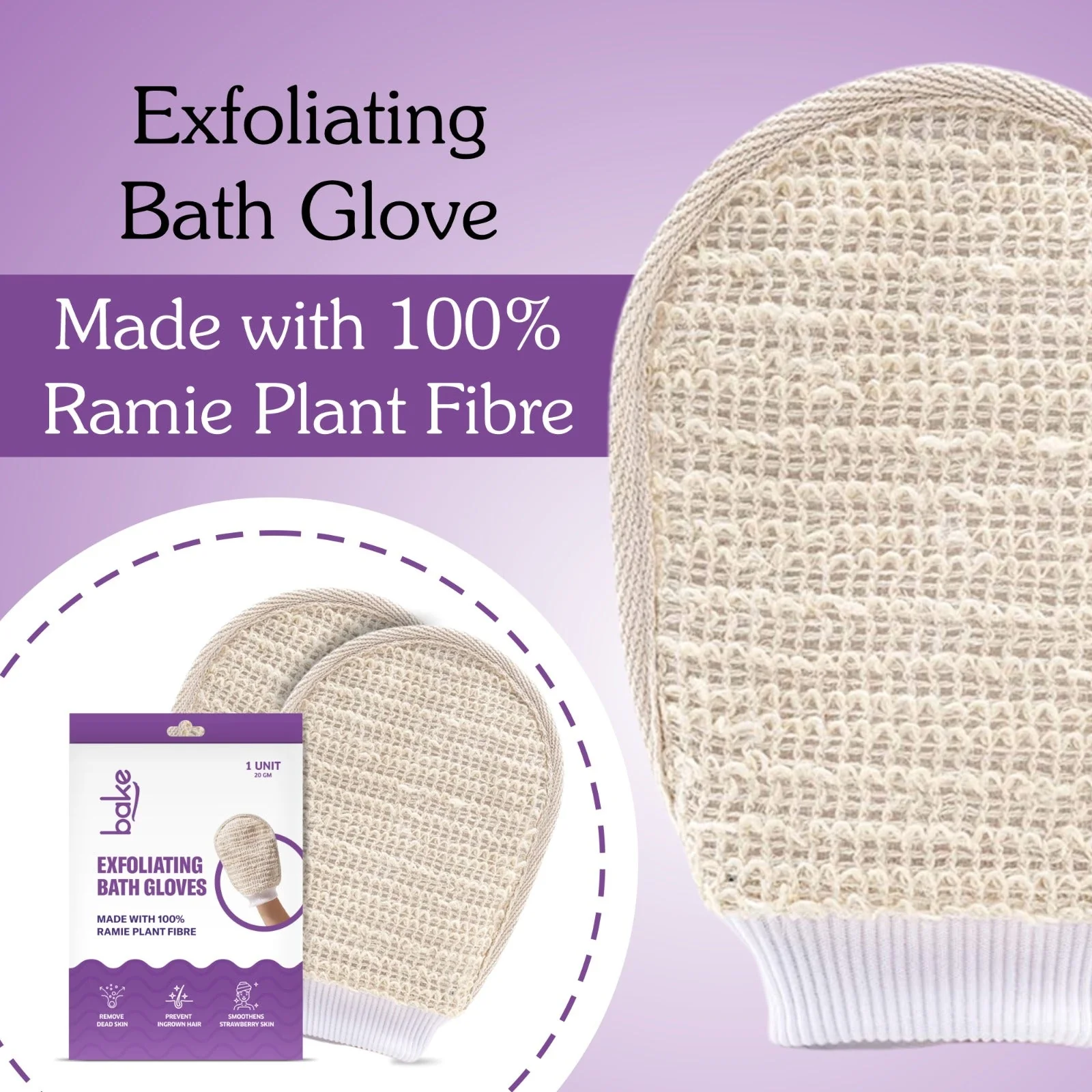 Tan Removal Exfoliating Bath Kit - 100% Ramie Plant Fibre Gloves + Kojic Acid Soap (2 Pcs) with Scrub Treatment - Image 11
