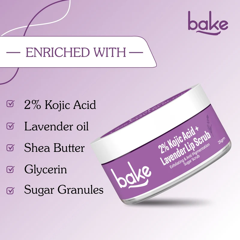 2% Kojic Acid Lavender Lip Scrub - Image 3
