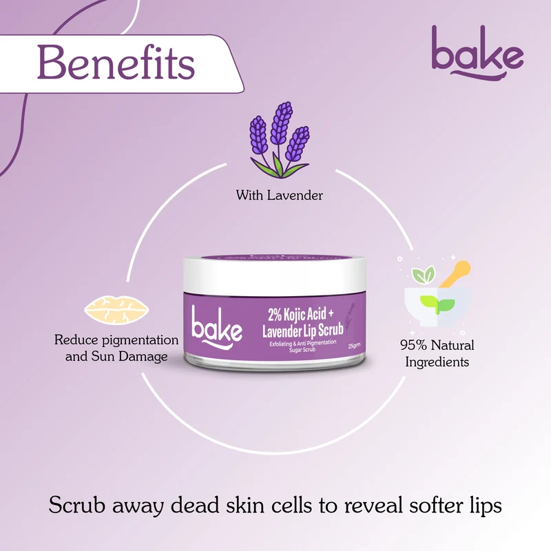 2% Kojic Acid Lavender Lip Scrub - Image 4