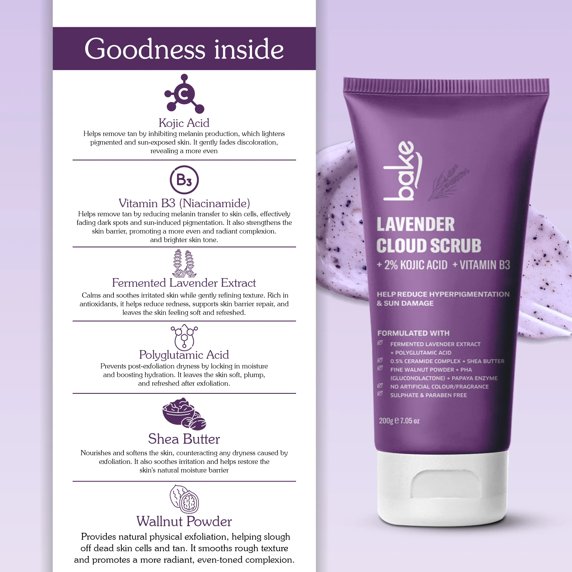 2% Kojic Acid Lavender Smoothie Body Scrub - Image 4
