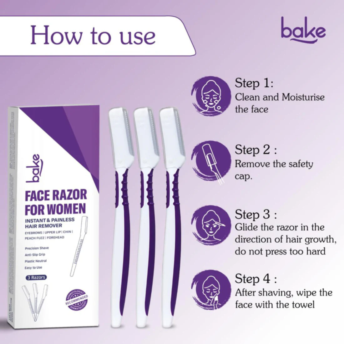 Reusable Face Razor for Women Facial Hair - Pack of 3 - Image 4