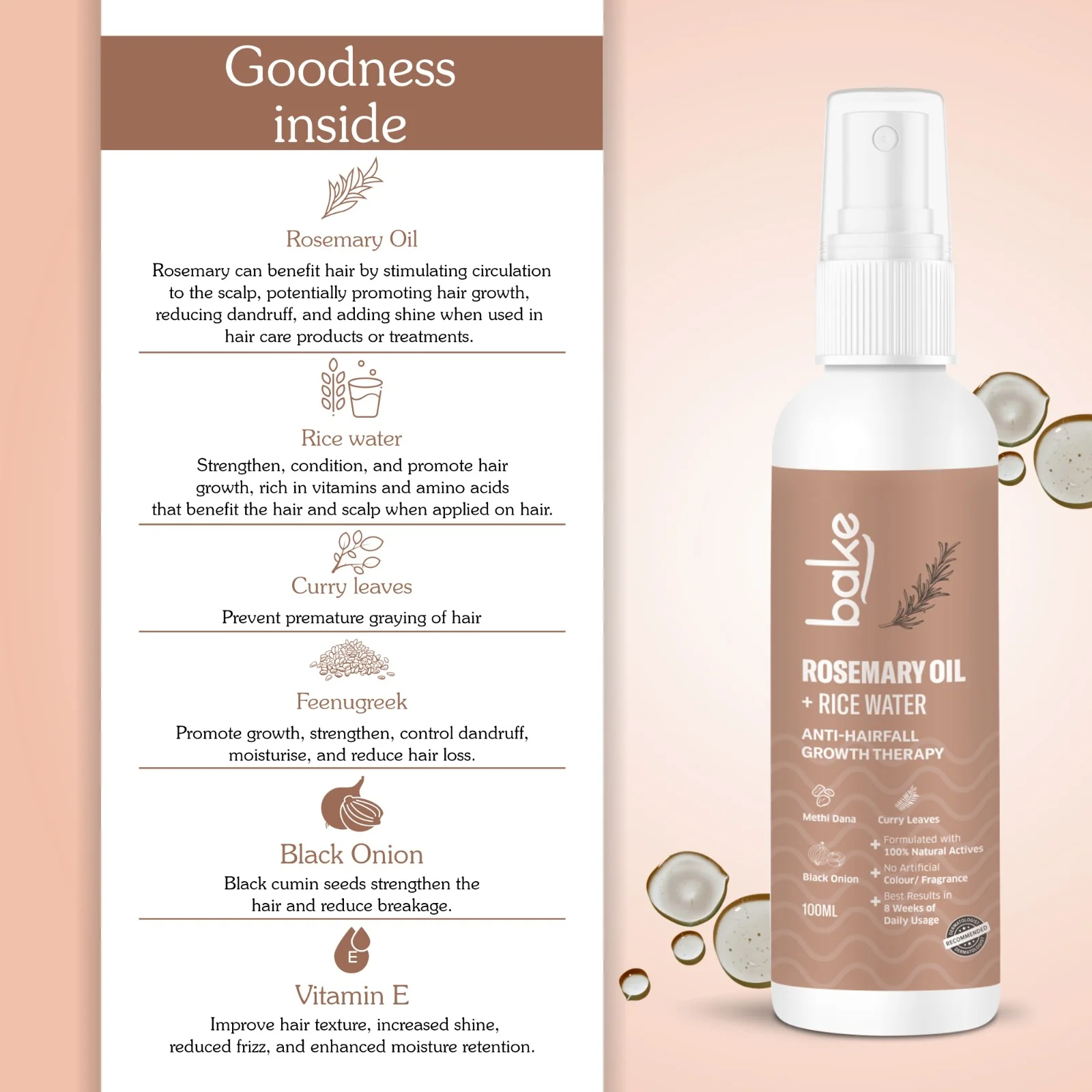 Rosemary Oil + Rice Water Hair Growth Serum Spray - Image 4